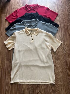 Men's Short-Sleeve Polo Shirt - Cream, Gray, Black, Red